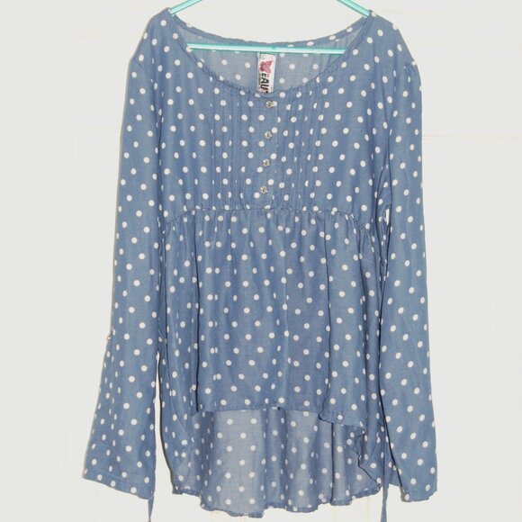 NWOT Beautees Girls Size M, Summer Dress, Blue with White Polka Dots - Picture 1 of 8
